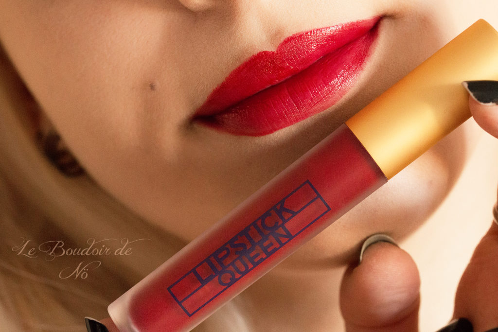 Lip Swatch Deep Red Lipstick Queen Saint and Sinner