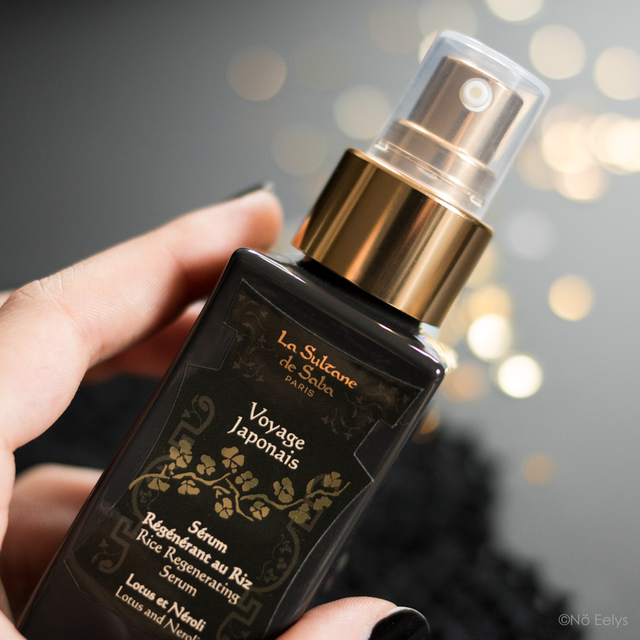 Packaging du sérum Régénérant au Riz parfum Voyage Japonais Lotus et Néroli La Sultane de Saba